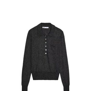 Zara Dark Charcoal Knit Polo Sweater